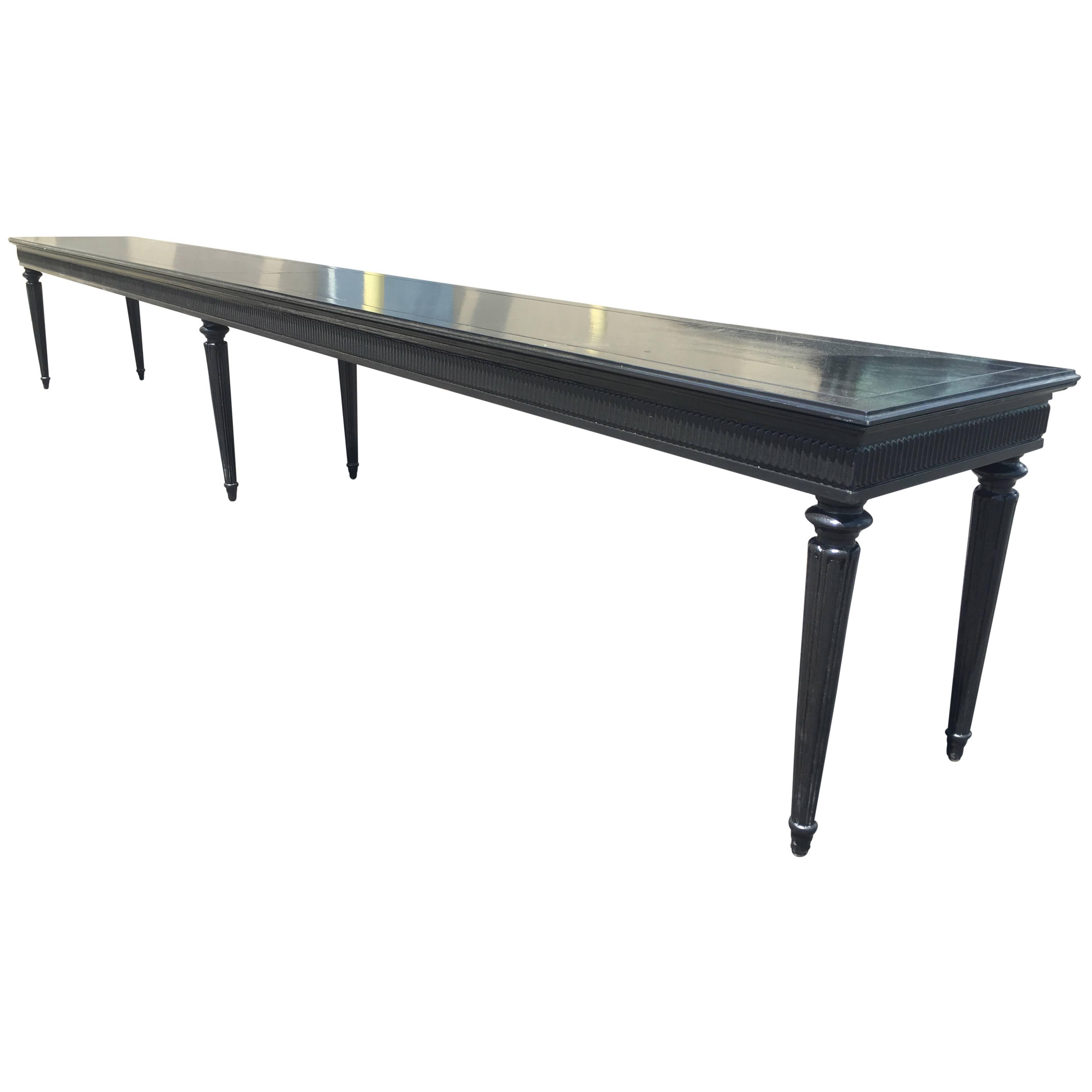 Extra Long Black Lacquered Directoire Gallery Bench