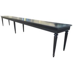 Extra Long Black Lacquered Directoire Gallery Bench 8