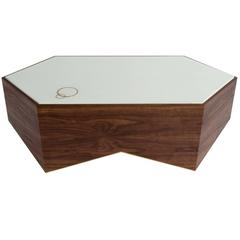 Shard Coffee / Cocktail Table in Walnut with Cast Concrete Top and Inlaid Brass 8