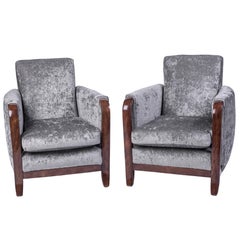 Exceptional Pair of Armchairs or Club Chairs by Jules Leleu