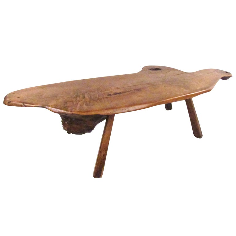 Vintage Rustic Free Edge Tree Slab Coffee Table at 1stDibs