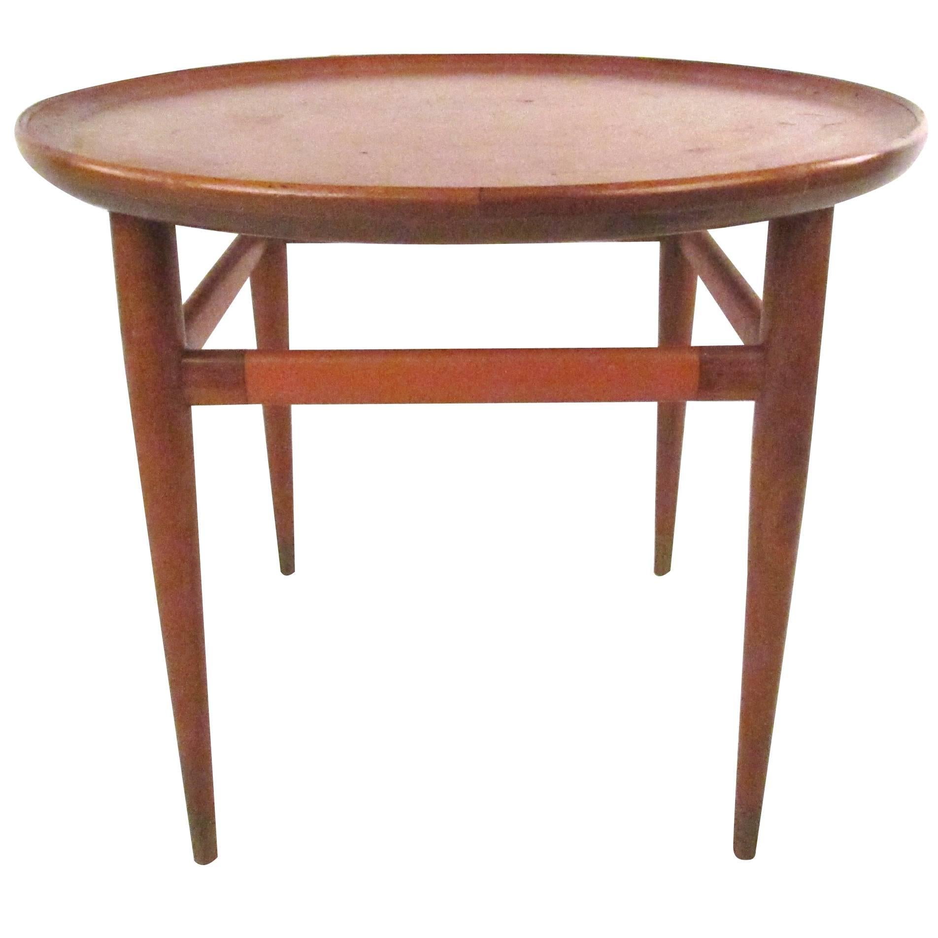 Mid-Century Modern Leather Top End Table by Henredon