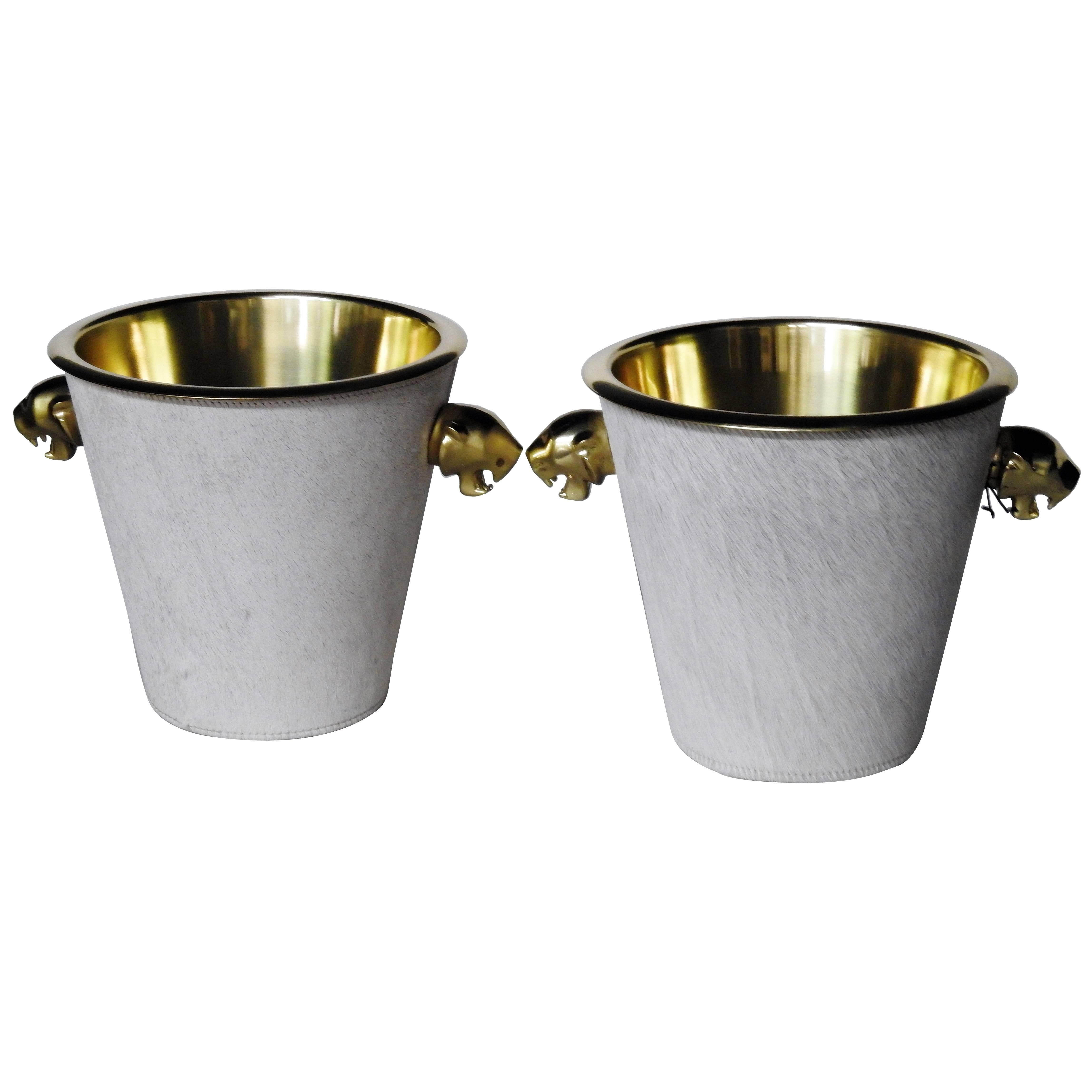 Pair of Hollywood Regency Style Wine Coolers For Sale