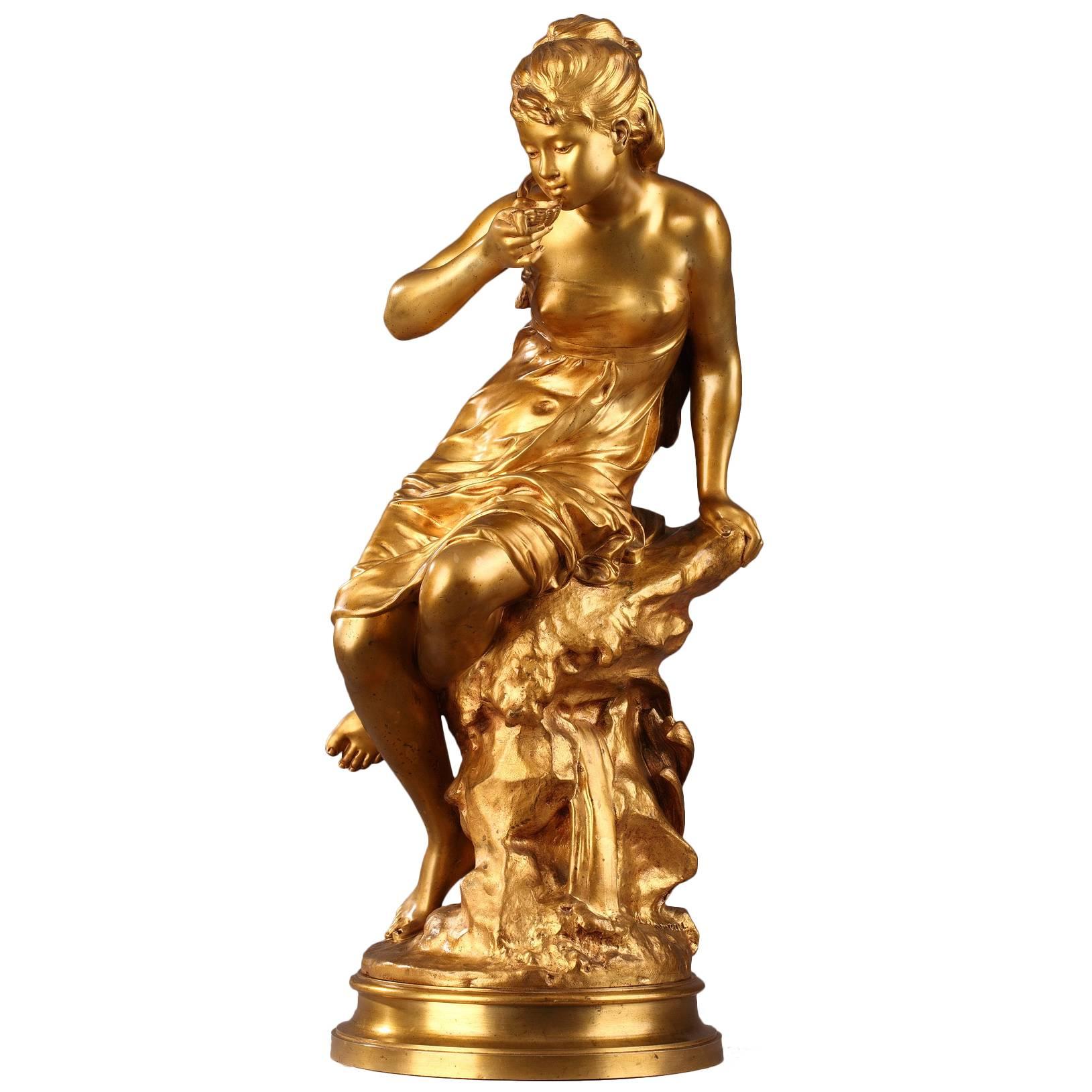 Bronze Statue “La Source” by Mathurin Moreau