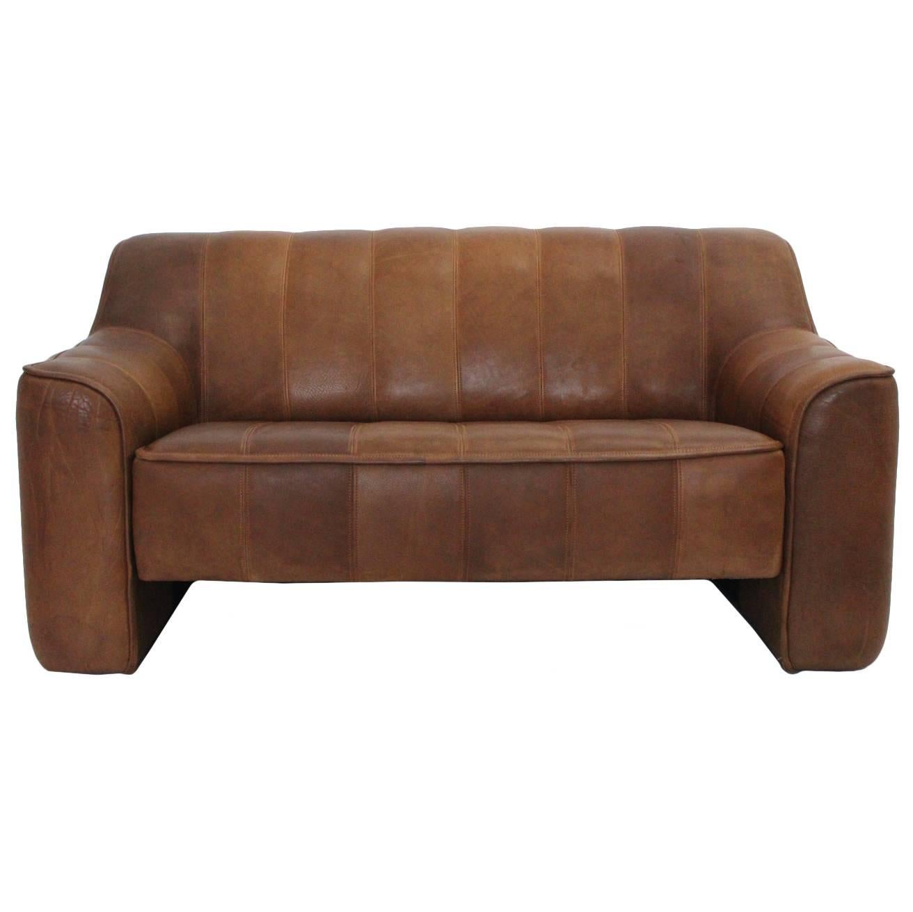 Mid Century Modern Vintage De Sede Cognac Leather Loveseat c 1970, Switzerland