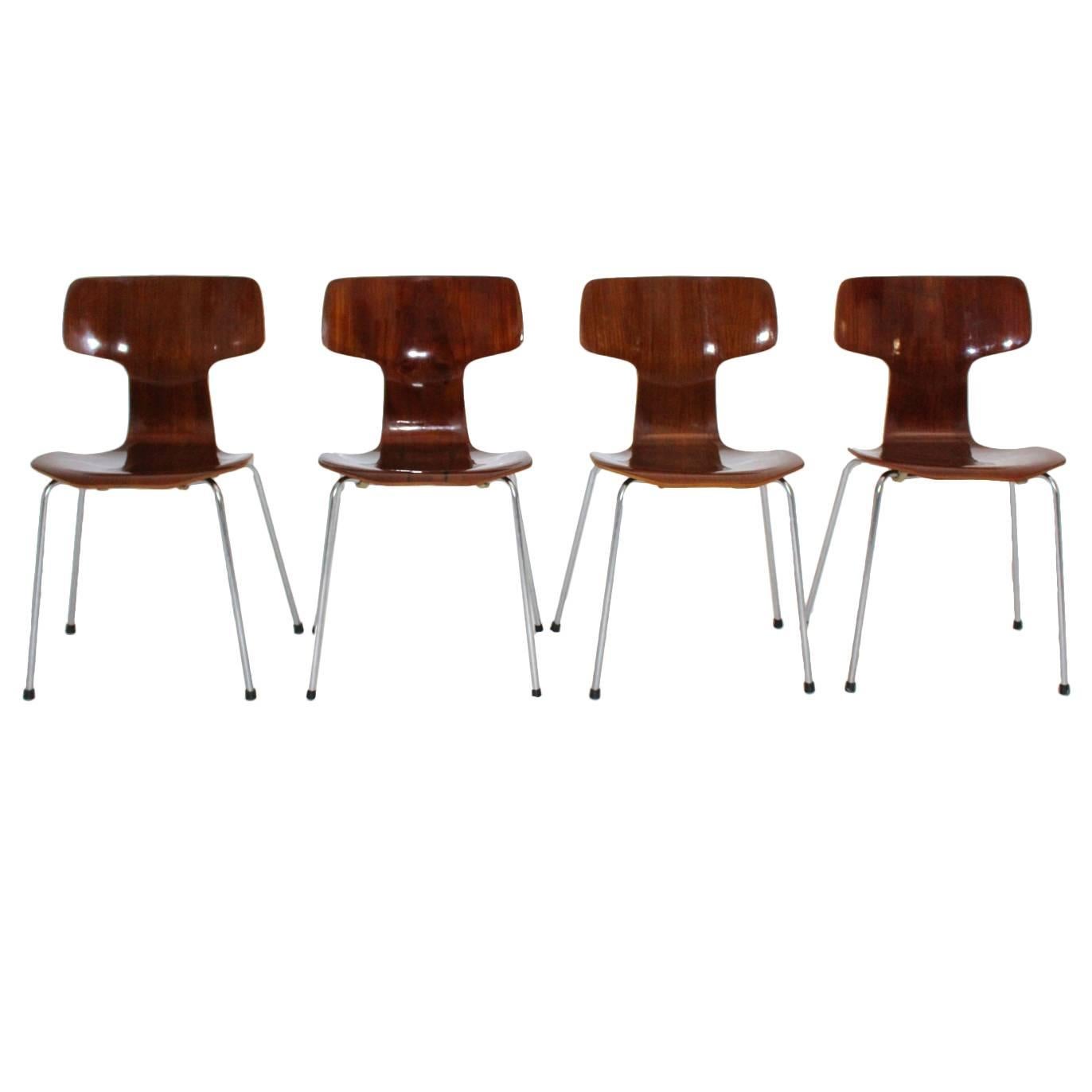 Mid Century Modern Vintage Teak Chairs by Arne JacobsenDenmark for Fritz Hansen  For Sale