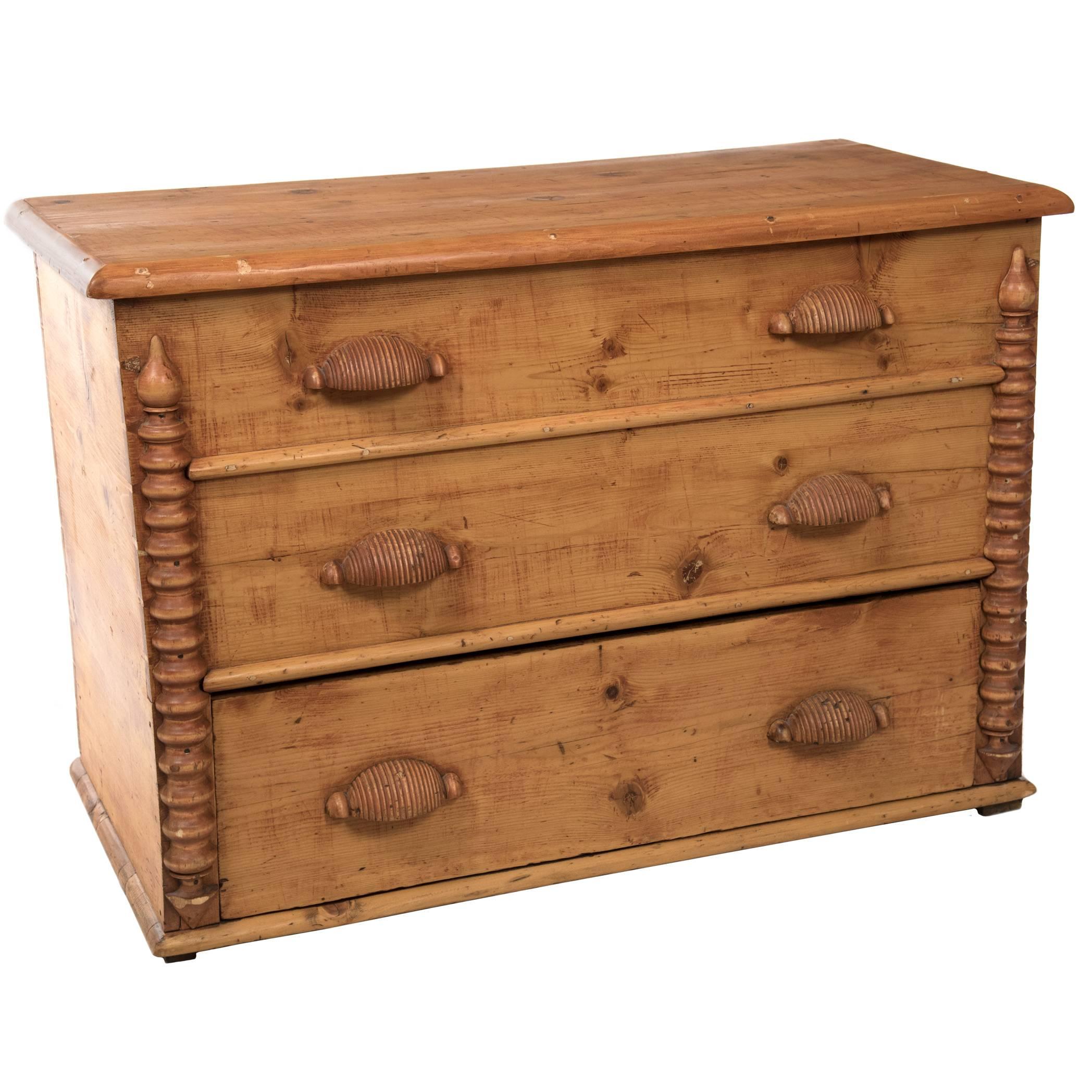 Mormon Pioneer Pine Mule Chest with Berry Stain and Beehive Handles