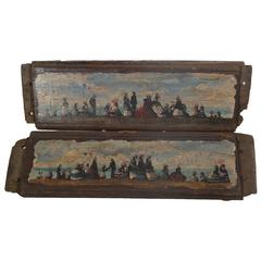 Pair of Painted Wood Panels
