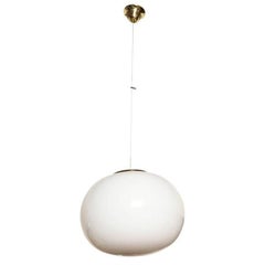 Stunning Vistosi White Murano Globe Hanging Light