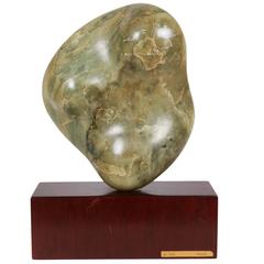 Abstract Sculpture 'Torso' in Green Soapstone