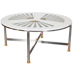 Retro Mid-Century Art Deco Style Coffee Table with Fan Motif