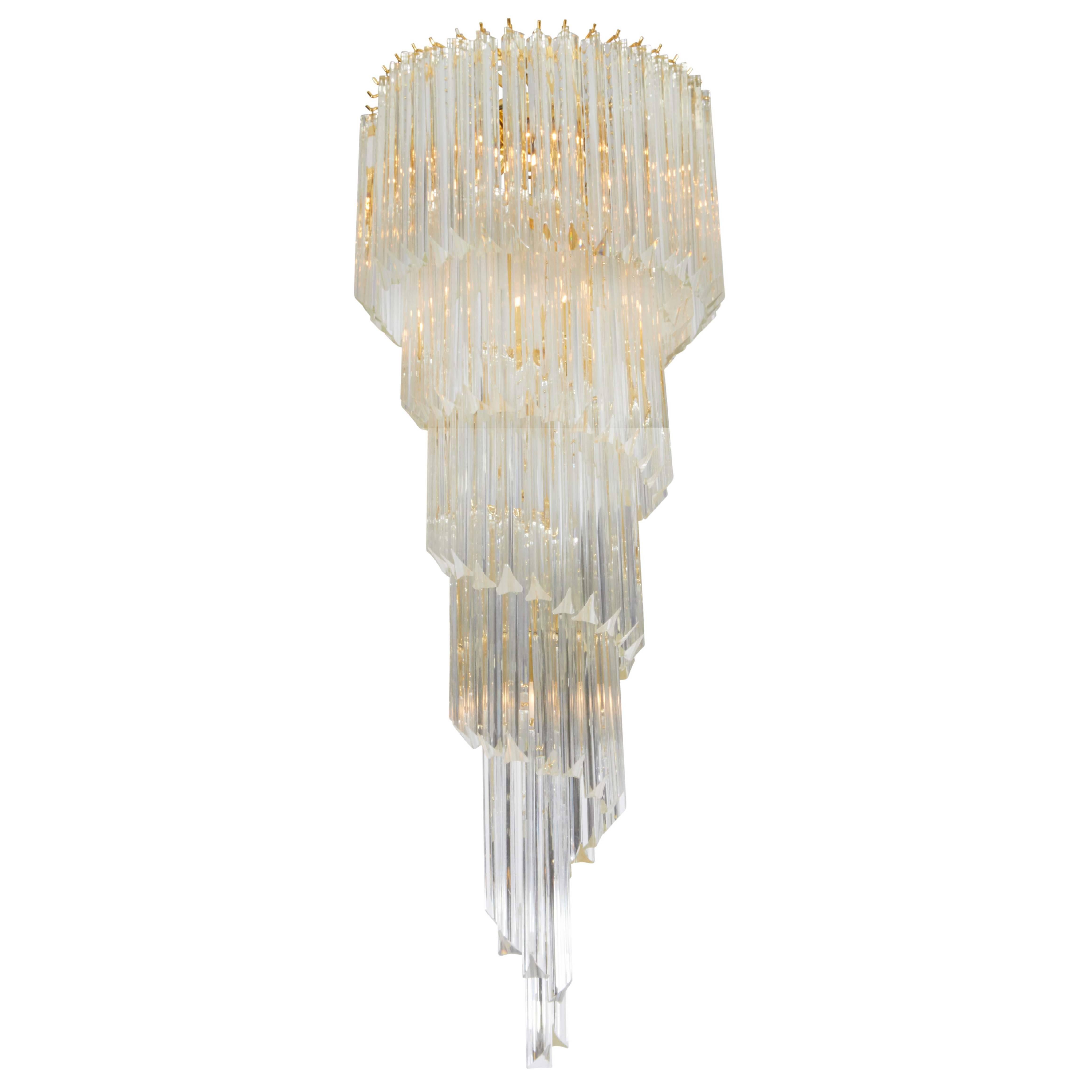 Cascading Chandelier with Crystal Prisms