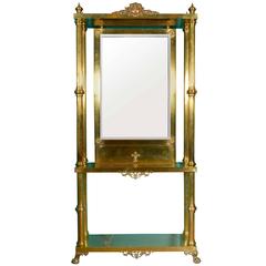 Victorian Brass Hall Tree with Mirror 5