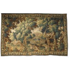 Late 17th Century Aubusson Tapestry, Dogs Chasing Wolf