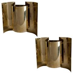 Pair of Mid-Century Modern Brass Ship's Stateroom Sconce Lights