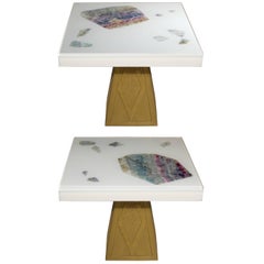 Pair of Cast Resin and Flourite Coffee Tables by Michael Laut