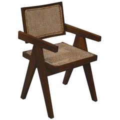 Pierre Jeanneret Rare Office Cane Chair with Separated Back