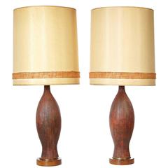 Textured Pair of Ceramic Table Lamps, 1960s 6