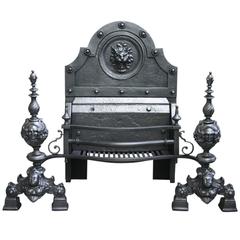 Large 19th Century Baroque Cast Iron Victorian Fire Basket