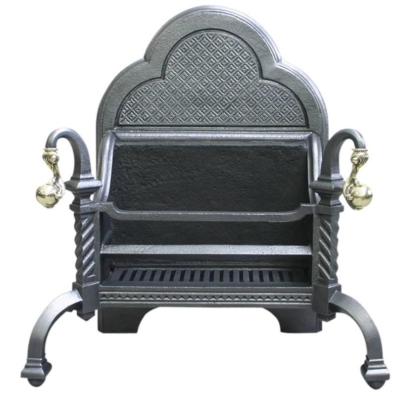 19th Century Victorian Cast Iron Fire Basket in the Gothic Manner