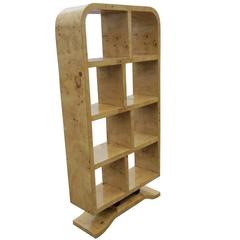 Art Deco Style Blonde Elm Burl Bookcase