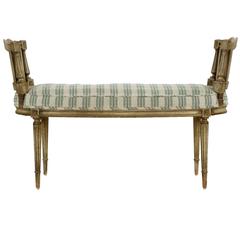 Vintage French Neoclassical Distressed Painted Window Bench, circa 1920-1940