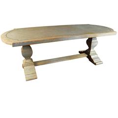 French Early 20th Century "Oval-Esque" Trestle Table