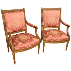 Pair of 19th Century Napoleon III Period Armchairs or Fauteuilles