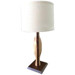 Pair of Custom Mid-Century Style Table lamps Walnut and Maple