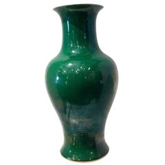 Beautiful Green Glazed Chinese Vase, Lamp Base, 19th Century