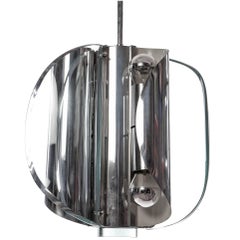 1960s Glass & Chrome Pendant Attributed to Max Ingrand for Fontana Arte 