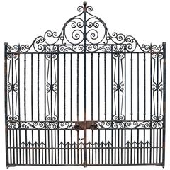 Pair of Antique Wrought Iron Driveway Gates