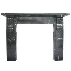 Antique 19th Century Mid Victorian Black Marble Fireplace Surround