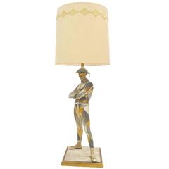 Rare Monumental Harlequin or Jester St. Marceaux Plaster Lamp by Marbro