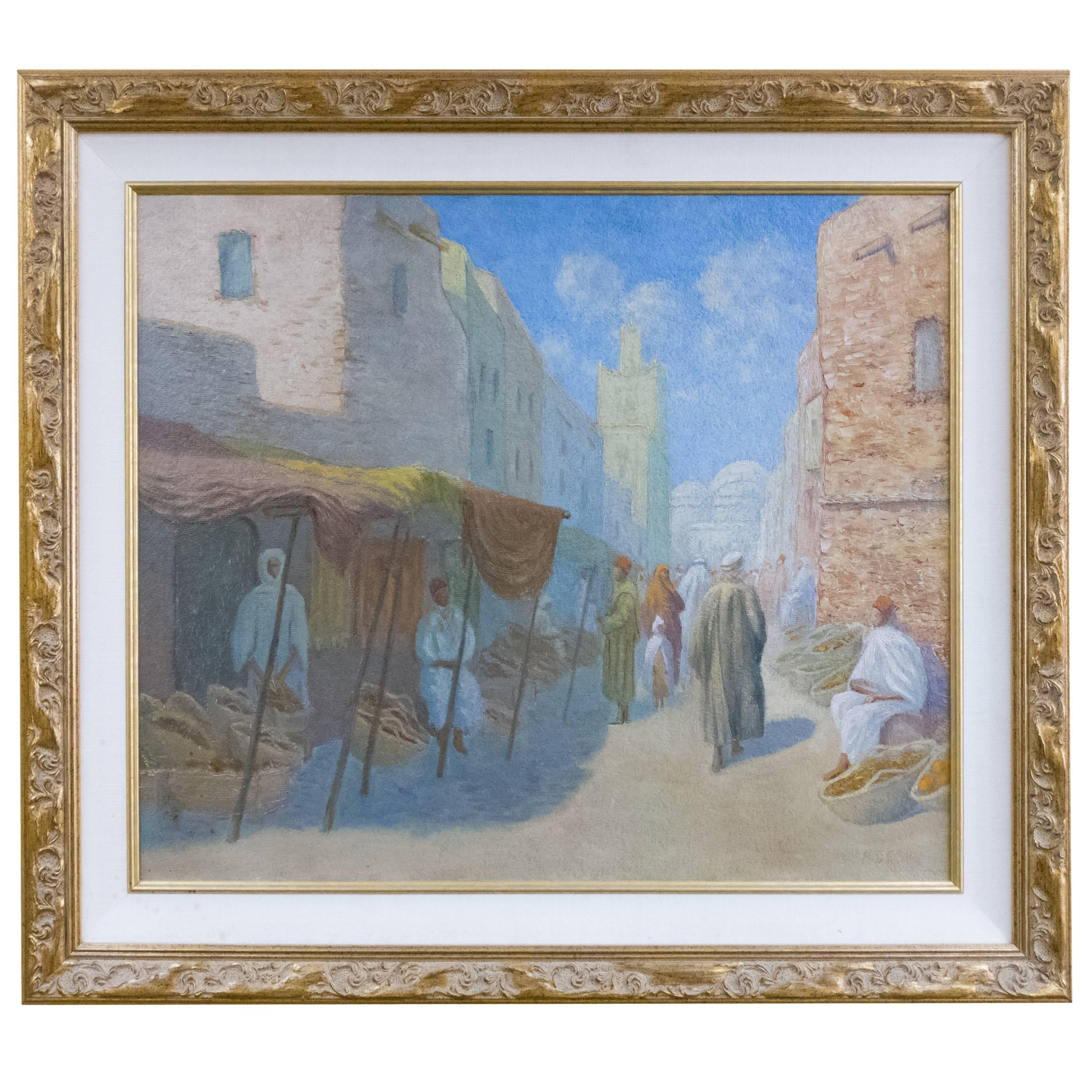 Iconic Arab Market Scene Oil Painting 
