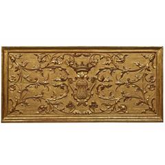 Italian 18th Century Extremely Decorative Giltwood Family Crest Panel