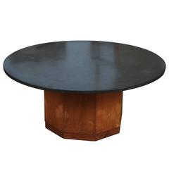 Harvey Probber Walnut and Travertine Coffee Table