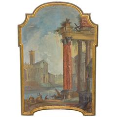 19th Century Italian Oil Painting of Ruins