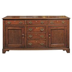 English Oak Early 19th Century Dresser Base or Server with Drawers and Doors 7