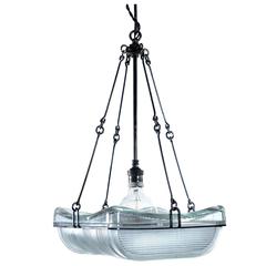 Deco Holophane Square Block Pendant 1