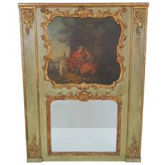 Antique 19th Century Trumeau Mirror with Oil Painting