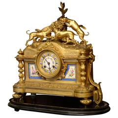 Ormolu Porcelain Mounted French Mantel Clock