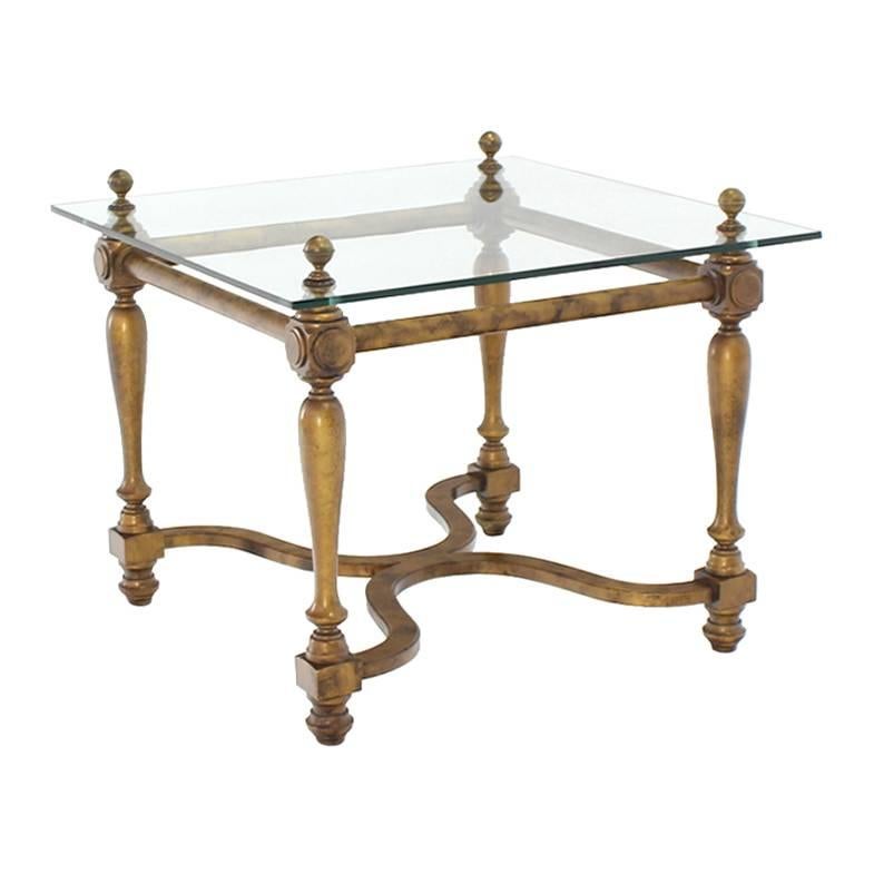Figural Base Glass Top Side End Table  For Sale