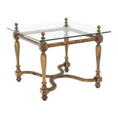 Figural Base Glass Top Side End Table 
