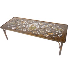 Rare Philip and Kelvin LaVerne Coffee Table, Bronze and Enamel