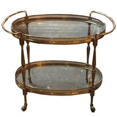 Italian Brass and Glass Cocktail Cart or Dry Bar Cart