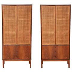 Knoll Matched Pair of Caned Cabinets, circa 1950s