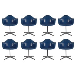 Mid-Century Charles Eames Herman Miller Fiberglass Dining Chairs in Royal Blue