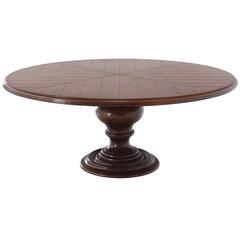 Large Single Turned Base Round Farm Style Dining Table