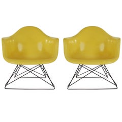 Mid-Century Modern Eames for Herman Miller Fiberglass Lounge Chairs in Yellow